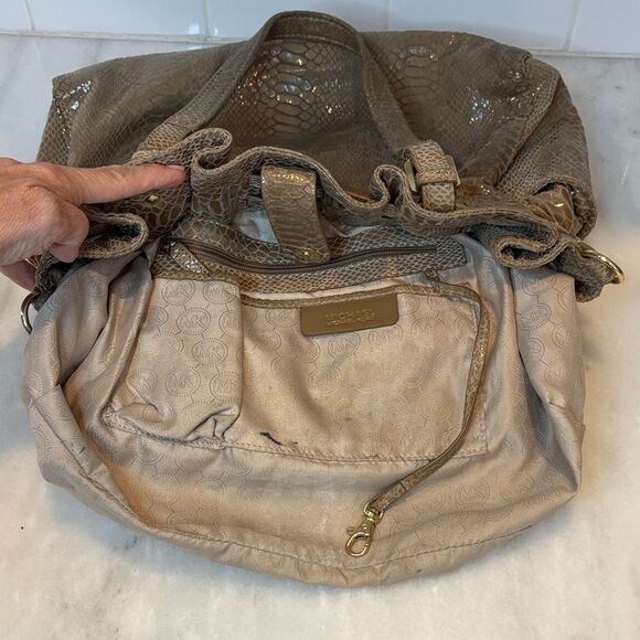 Michael Kors Edie Python Snakeskin Leather Buckle Strap Shoulder Bag - Picture 14 of 16